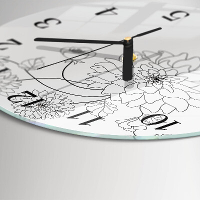 Wanduhr rund Blumen