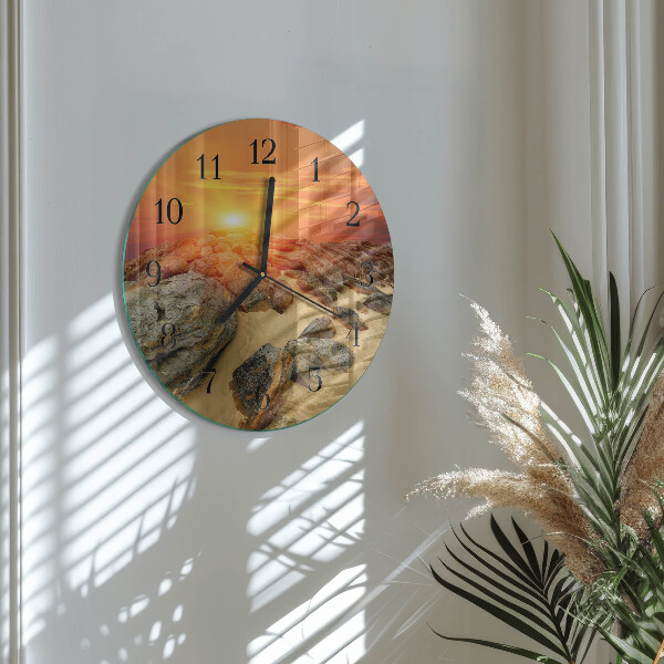 Wanduhr rund Sonnenuntergang