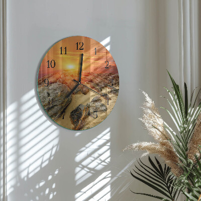 Wanduhr rund Sonnenuntergang