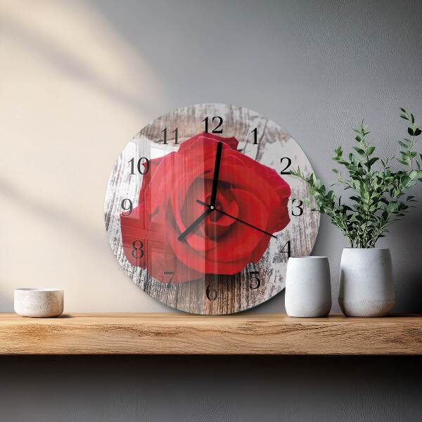 Wanduhr rund Rose