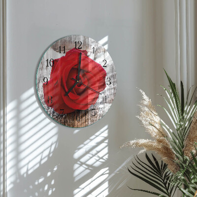 Wanduhr rund Rose