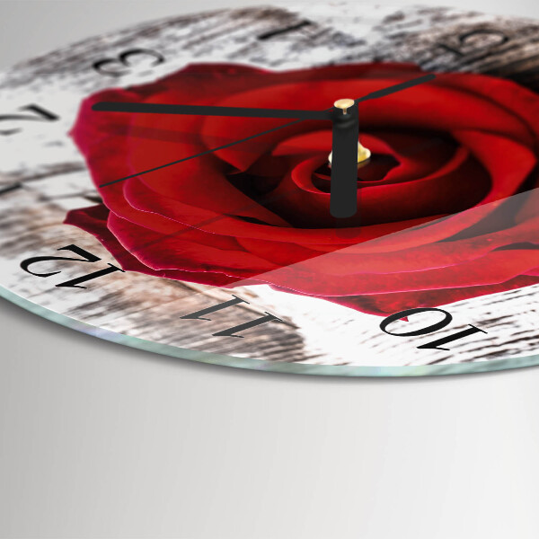 Wanduhr rund Rose