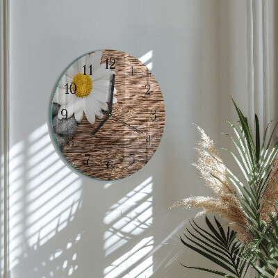 Wanduhr rund Gänseblümchen