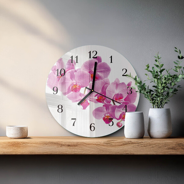 Wanduhr rund Orchidee