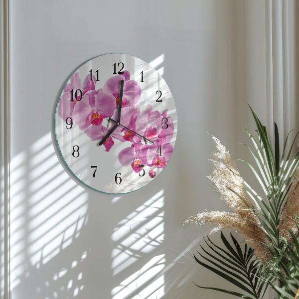 Wanduhr rund Orchidee