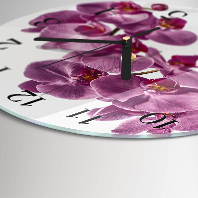 Wanduhr rund Orchidee