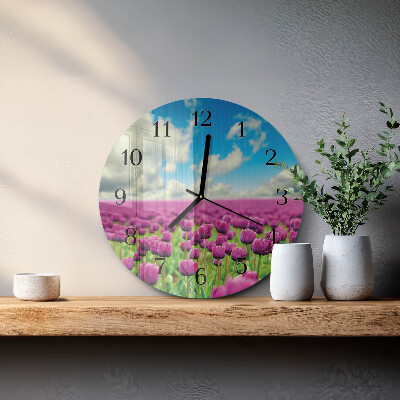 Wanduhr rund Tulpen