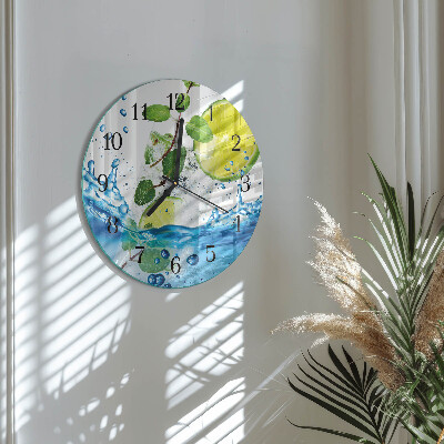 Wanduhr rund Limette und Minze