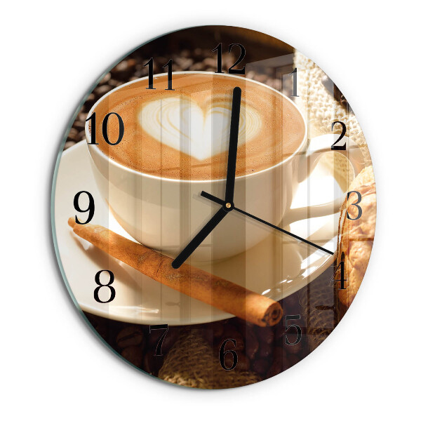 Wanduhr rund Kaffeeherz
