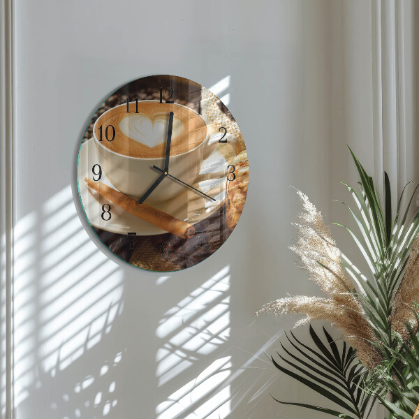 Wanduhr rund Kaffeeherz
