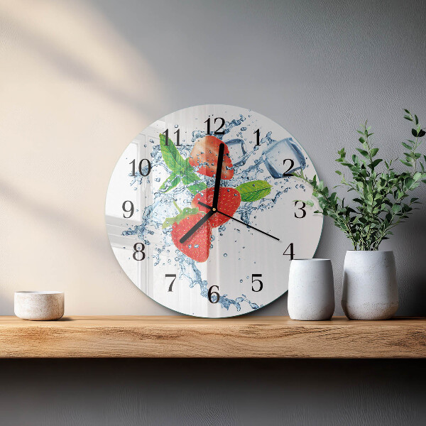 Wanduhr rund Erdbeeren
