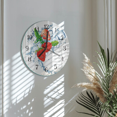 Wanduhr rund Erdbeeren