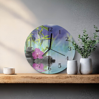 Wanduhr rund Spa Orchidee
