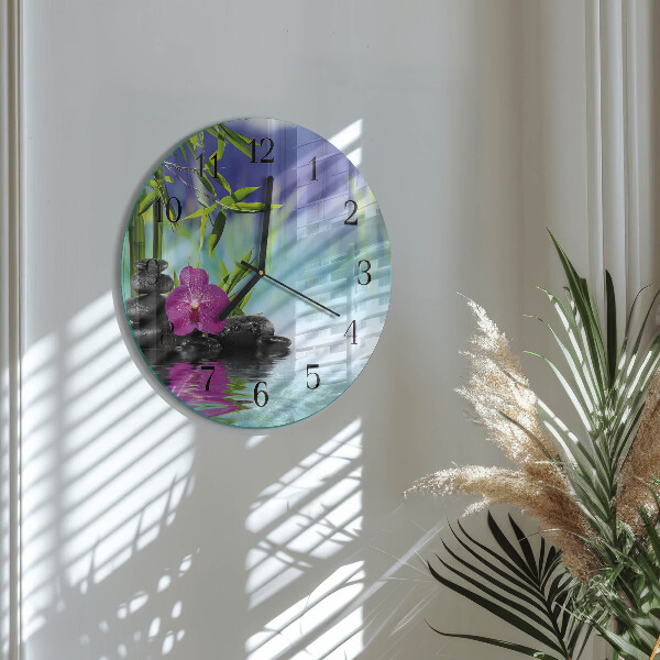Wanduhr rund Spa Orchidee