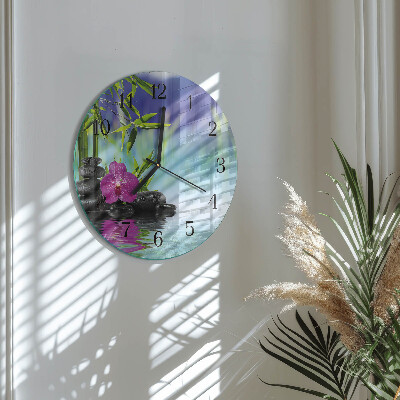 Wanduhr rund Spa Orchidee