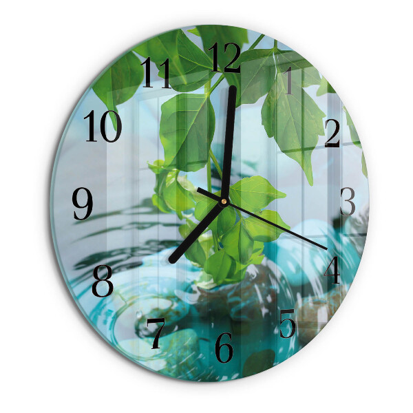 Wanduhr rund Blätter
