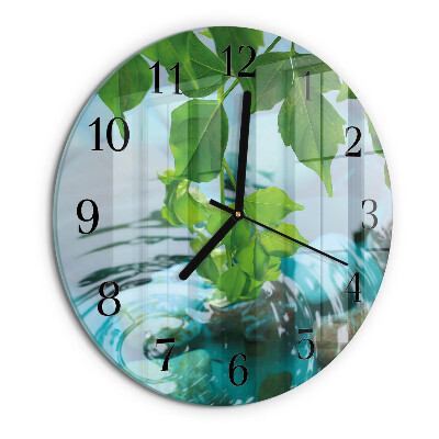 Wanduhr rund Blätter