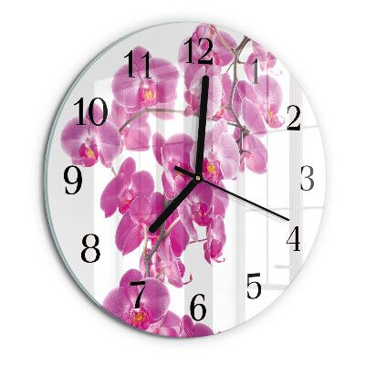 Wanduhr rund Orchidee