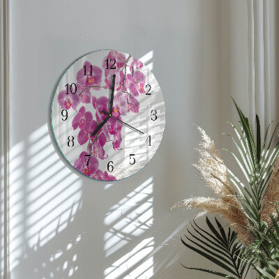 Wanduhr rund Orchidee