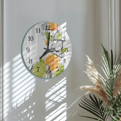 Wanduhr rund Zitrusfrüchte