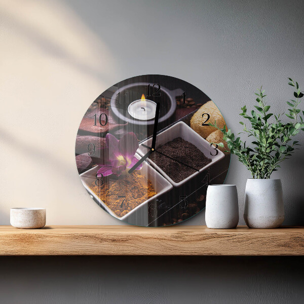 Wanduhr rund Orchidee