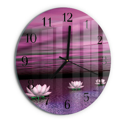 Wanduhr rund Seerosen