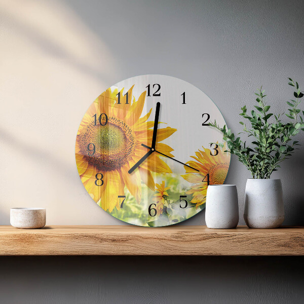 Wanduhr rund Sonnenblume
