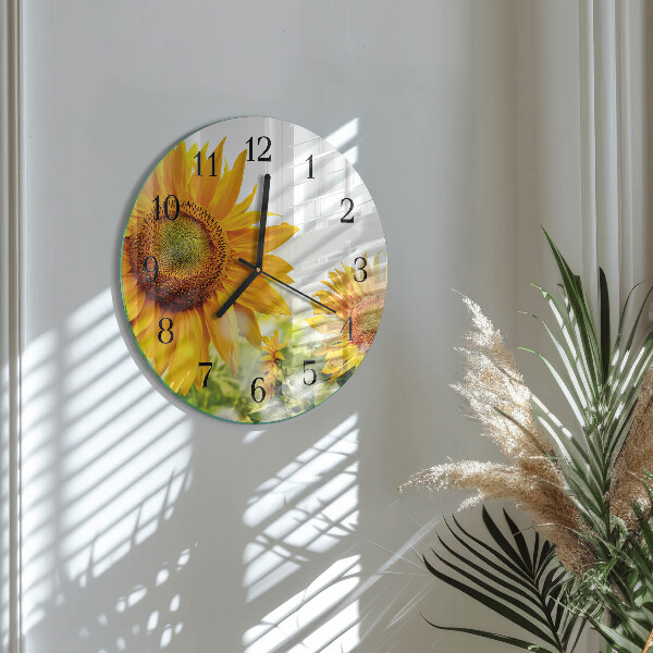 Wanduhr rund Sonnenblume