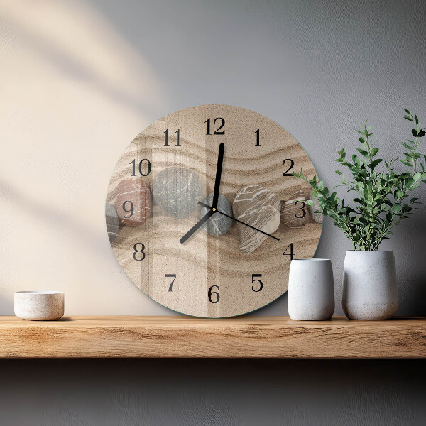 Wanduhr rund Steine ​​Sand