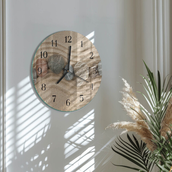 Wanduhr rund Steine ​​Sand