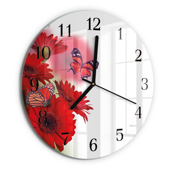 Wanduhr rund Gerbera