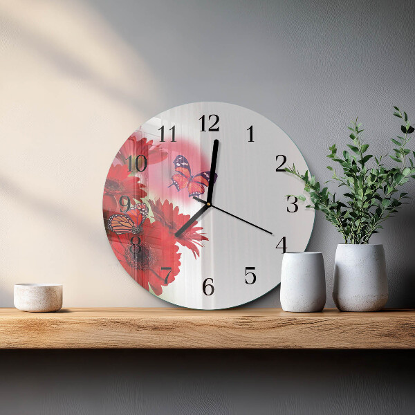 Wanduhr rund Gerbera