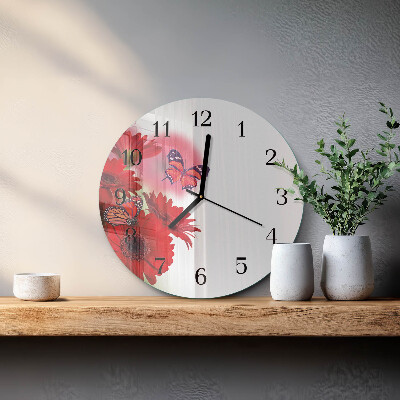 Wanduhr rund Gerbera