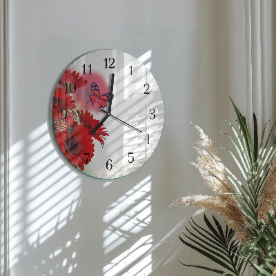 Wanduhr rund Gerbera