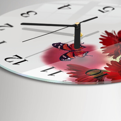 Wanduhr rund Gerbera