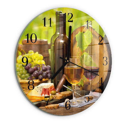 Wanduhr rund Trauben für Wein