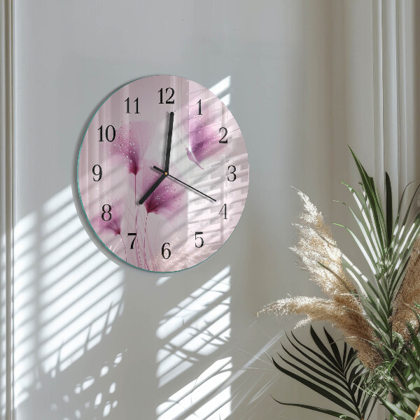 Wanduhr rund Blumen