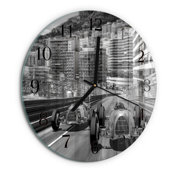 Wanduhr rund Rennwagen