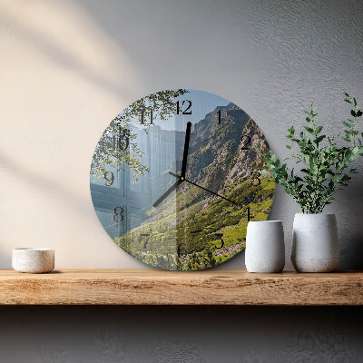 Wanduhr rund Gebirge