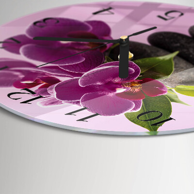 Wanduhr rund Orchidee