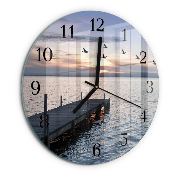 Wanduhr rund Vögel am See
