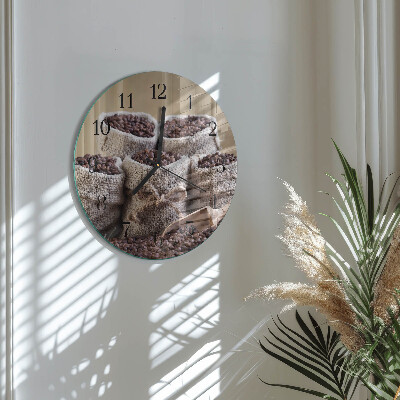 Wanduhr rund Kaffeebohnen