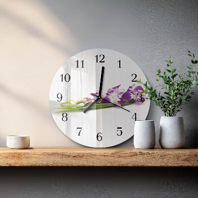 Wanduhr rund Blumen
