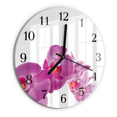 Wanduhr rund Orchidee