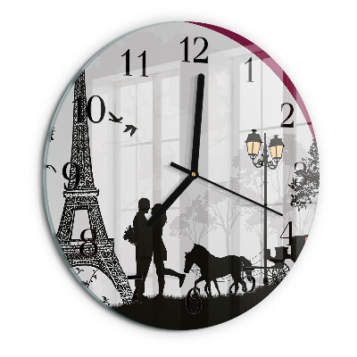 Wanduhr rund Liebe zu Paris