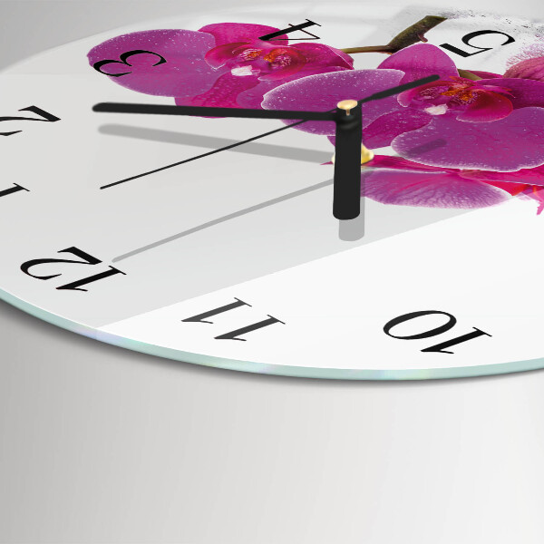 Wanduhr rund Orchidee