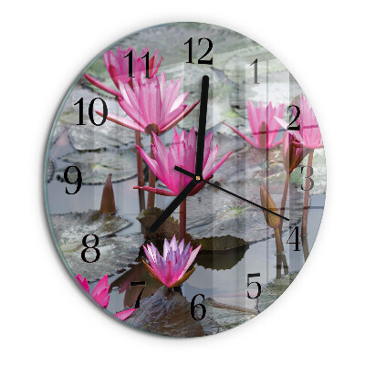 Wanduhr rund Seerosen