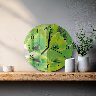 Wanduhr rund Orchidee
