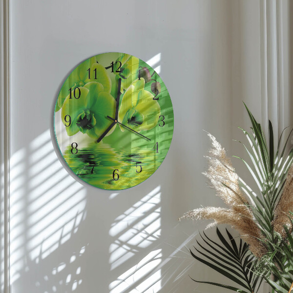 Wanduhr rund Orchidee