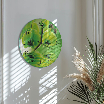 Wanduhr rund Orchidee